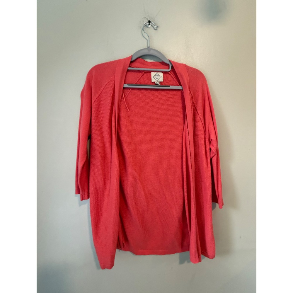 St. John's Bay Coral Pink 100% Cotton Open Front Cardigan Sweater Womens Medium